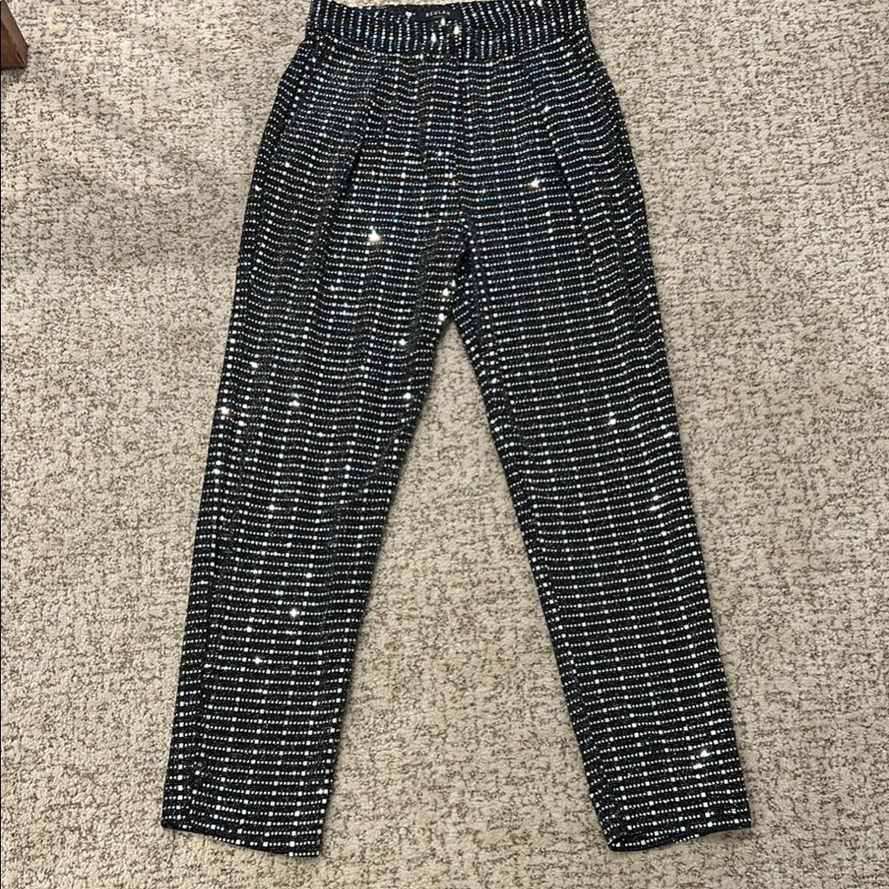 Beulah Black and Silver Tapered Trousers